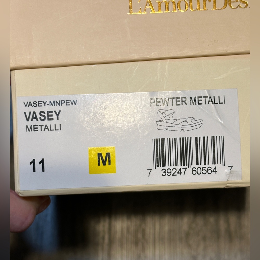 L’Amour Des Pieds Vasey Leather Sandals in Pewter Metalli EUC size 11 - Picture 7 of 8